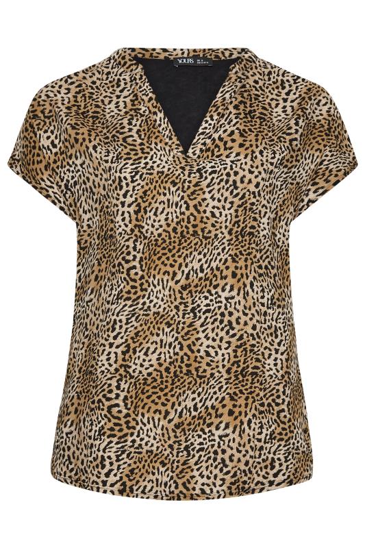 YOURS Curve Plus Size Dark Brown Leopard Print Blouse | Yours Clothing  6