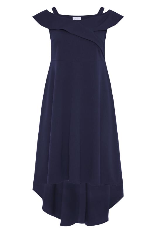YOURS LONDON Navy Bardot High Low Dress | Yours Clothing 6
