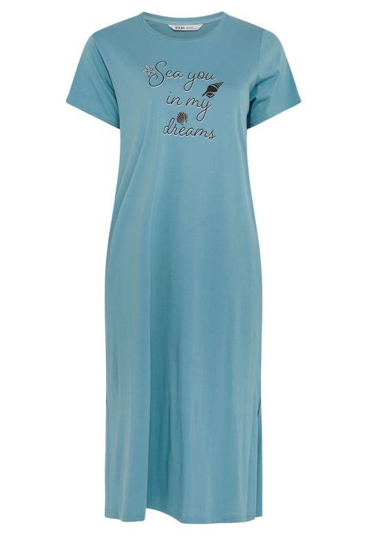 YOURS Plus Size 2 Pack Mint Green Shell Print Nightdress | Yours Clothing 7