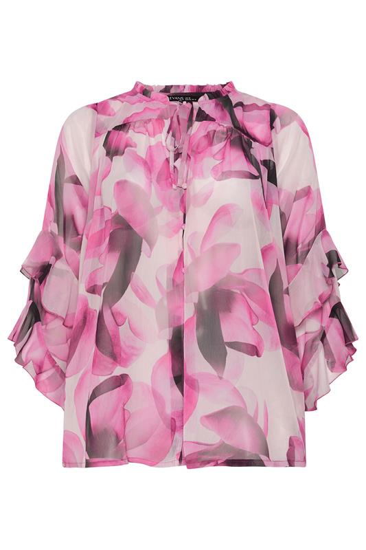 EVANS Plus Size Pink Petal Frill Occasion Blouse | Evans 6