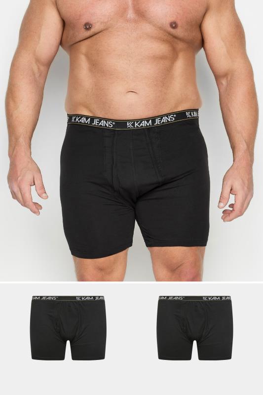 Men's Hair Accessories KAM Big & Tall 2 PACK Black Jersey Boxers