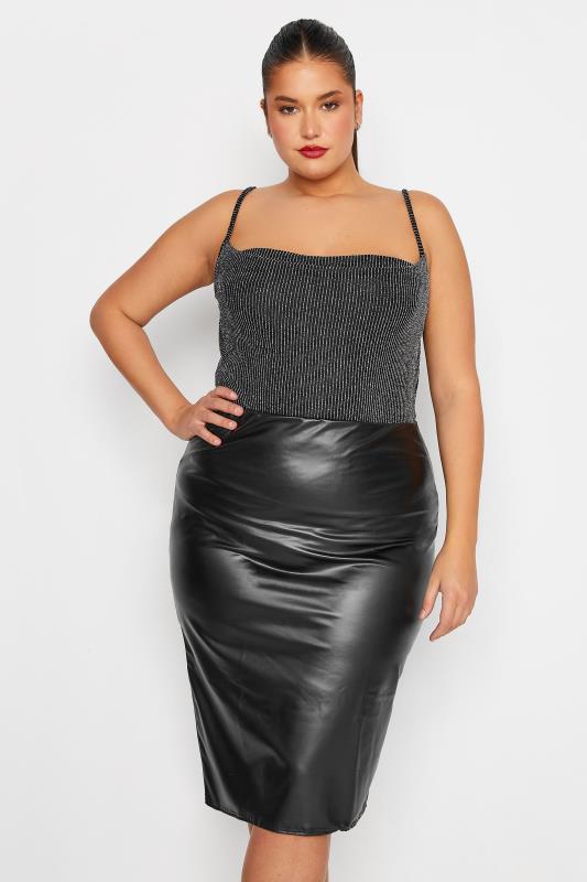 LTS Tall Women's Black Faux Leather Pencil Skirt | Long Tall Sally 1