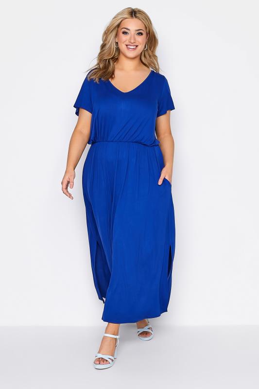 YOURS LONDON Curve Cobalt Blue Pocket Dress_A.jpg