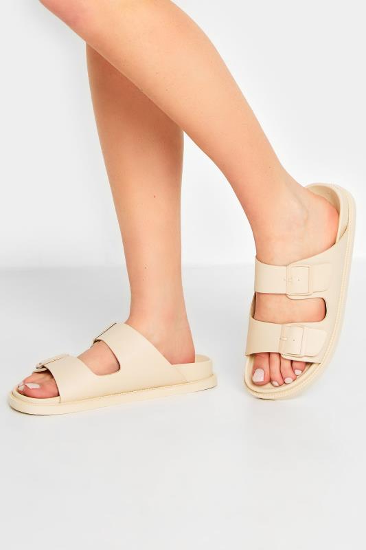 PixieGirl Cream Two Buckle Sandals In Standard Fit | PixieGirl  1