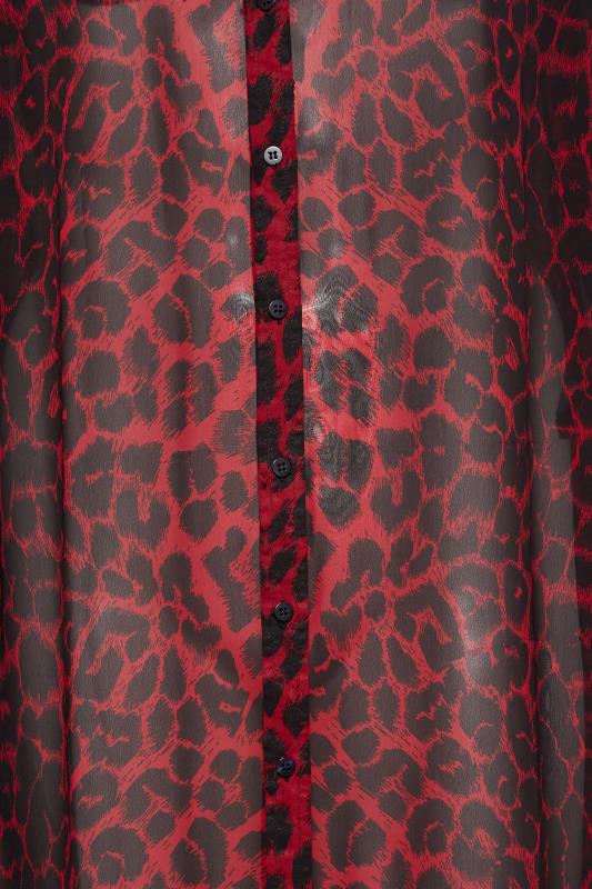 YOURS LONDON Plus Size Curve Dark Red Leopard Print Longline Shirt | Yours Clothing  5