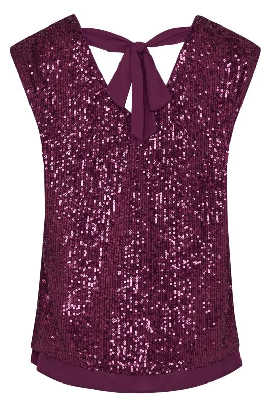 M&Co Dark Purple Sequin Tie Back Top | M&Co 7