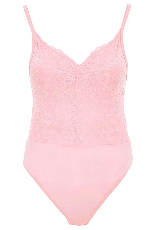Plus Size Limited Collection Pink Lace Bodysuit Yours Clothing