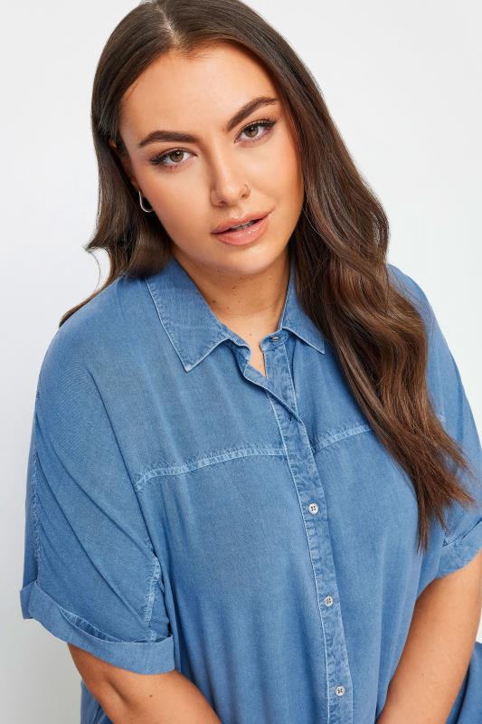 YOURS 2 PACK Plus Size Blue & Black Chambray Shirts | Yours Clothing 6