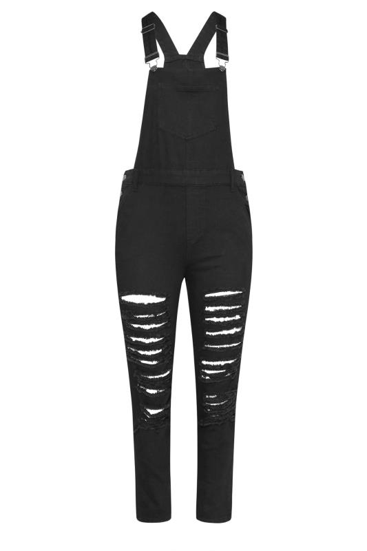 Plus Size Black Ripped Dungarees | Yours Clothing  6