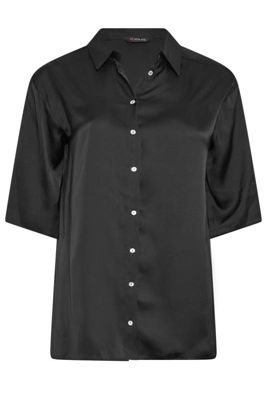 YOURS Curve Plus Size Black Satin Shirt | Yours Clothing  6