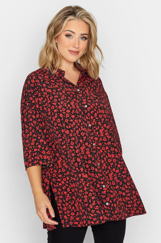 Plus Size  YOURS Curve Red Floral Print Shirt
