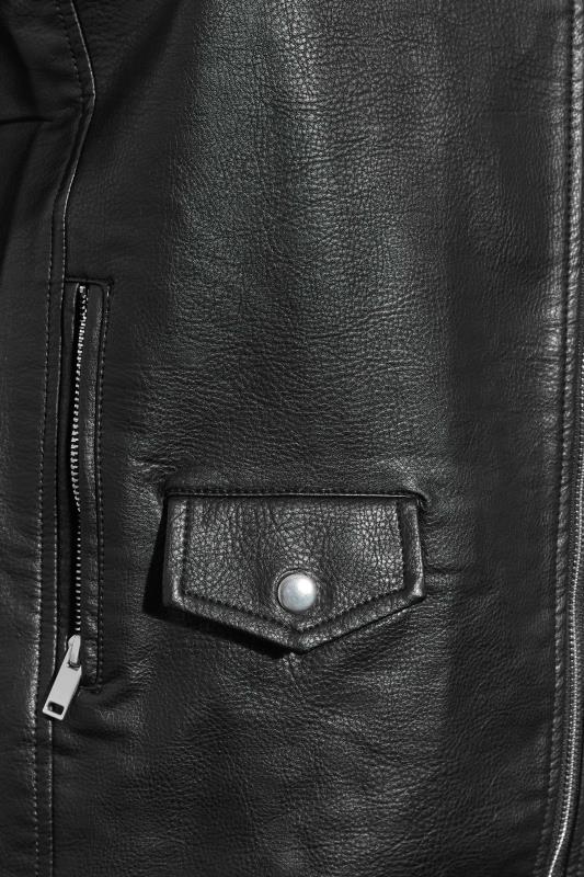 Plus Size Black Faux Leather Longline Biker Jacket | Yours Clothing 6