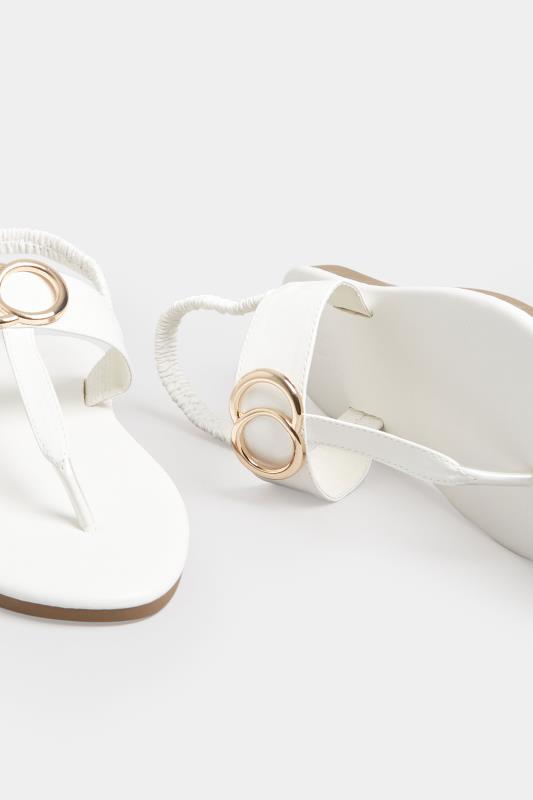 LIMITED COLLECTION White & Gold Double Ring Toe Thong Sandals In Wide E Fit & Extra Wide EEE Fit 5