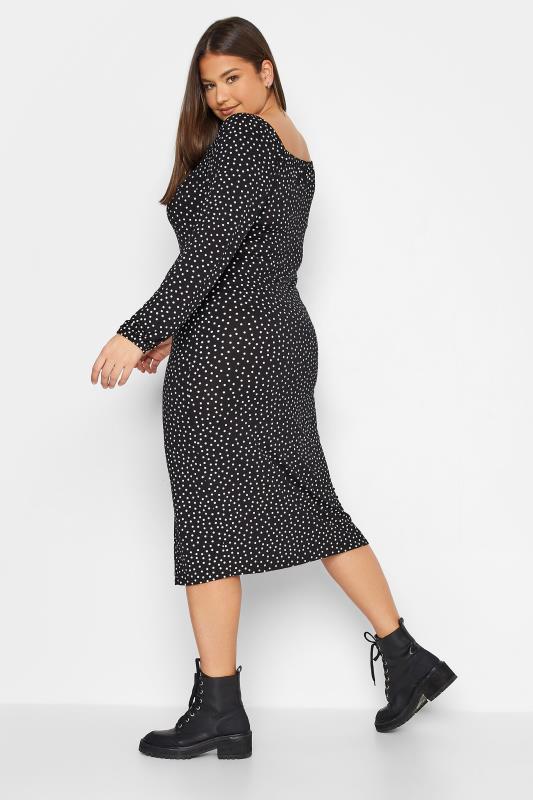 LTS Tall Women's Black Polka Dot Spilt Front Dress | Long Tall Sally 3