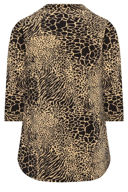 Plus Size Black & Beige Brown Animal Print Blouse | Yours Clothing 7