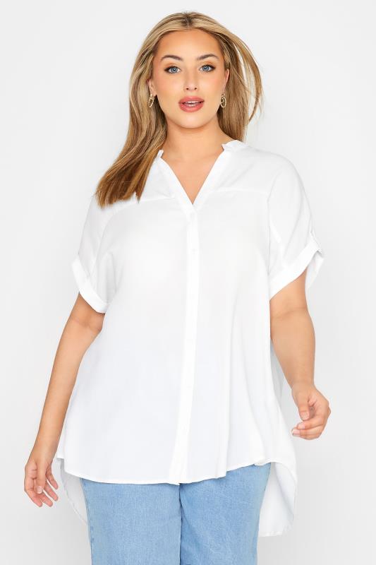 Curve White Grown On Sleeve Blouse 1