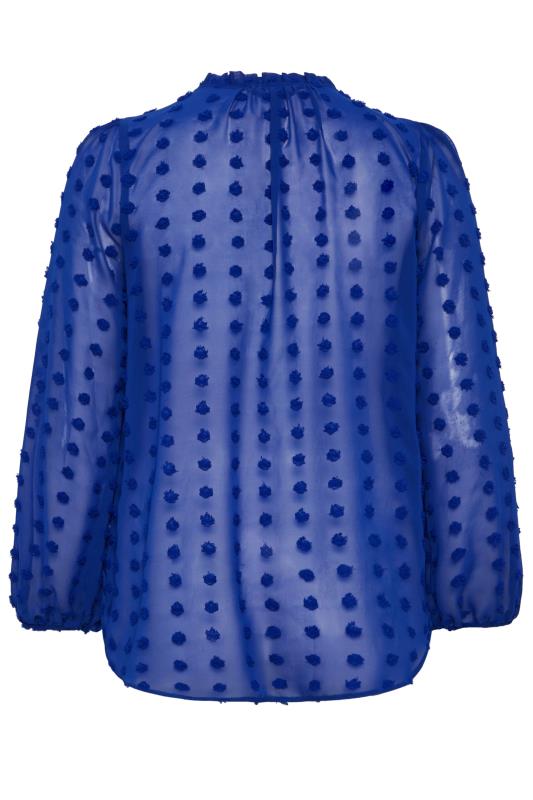 YOURS Curve Plus Size Cobalt Blue Dobby Blouse | Yours Clothing  7