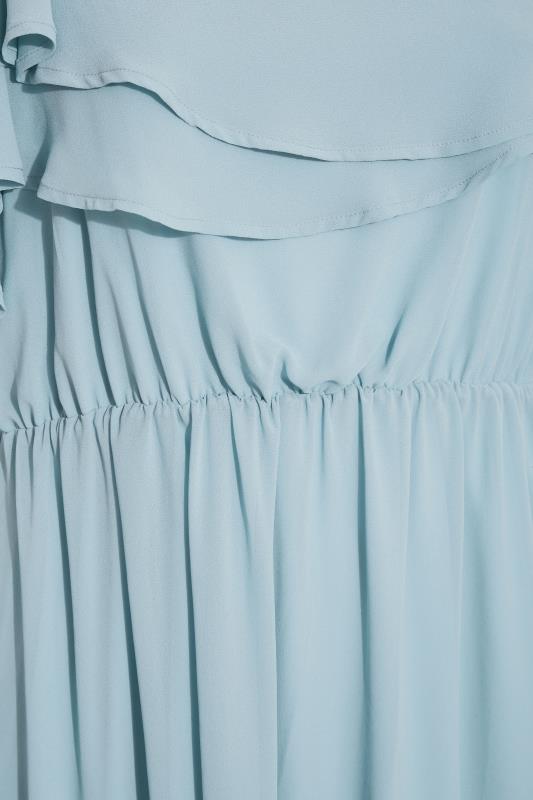 Plus Size YOURS LONDON Curve Blue Bardot Ruffle Bridesmaid Maxi Dress | Yours Clothing  5
