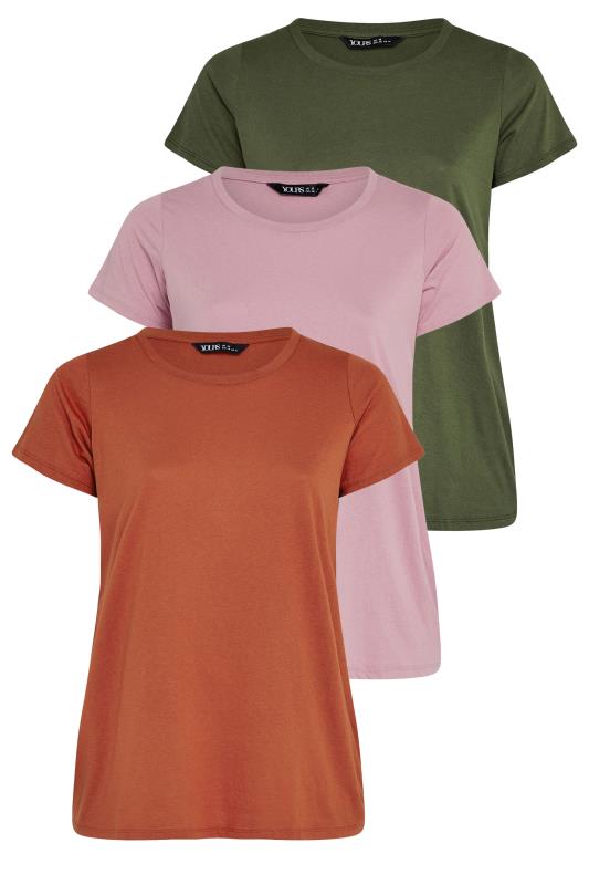 YOURS 3 PACK Plus Size Orange & Pink Core T-Shirts | Yours Clothing 8
