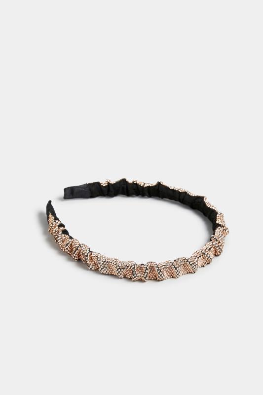 Rose Gold Diamante Ruched Headband | Yours Clothing 3