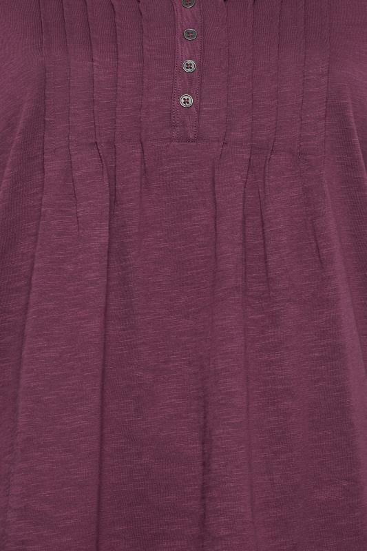 Plus Size YOURS Purple Pintuck Button Henley T-Shirt | Yours Clothing 5