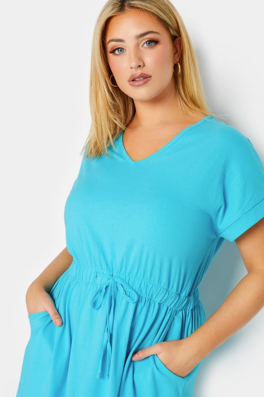 Plus Size Blue Cotton T-Shirt Dress | Yours Clothing 5