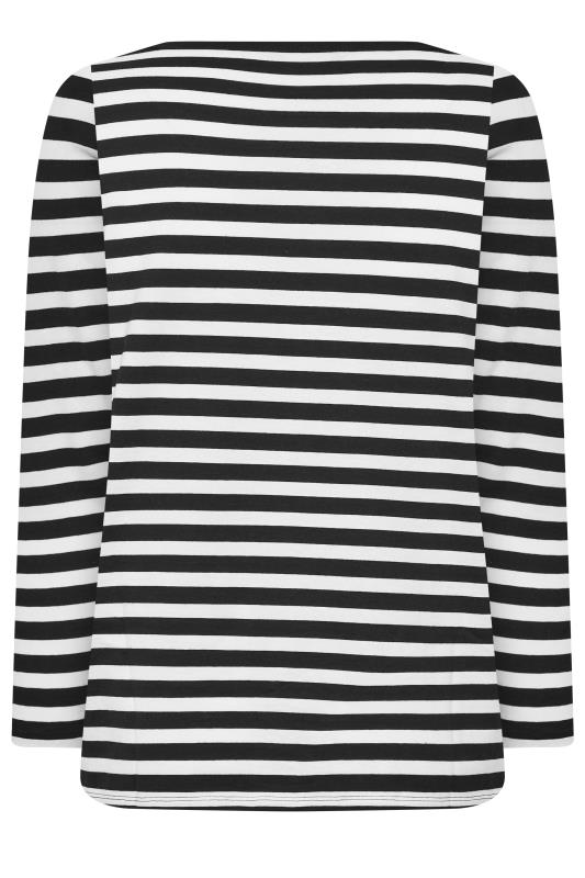 Plus Size Black & White Stripe Long Sleeve T-Shirt | Yours Clothing 6