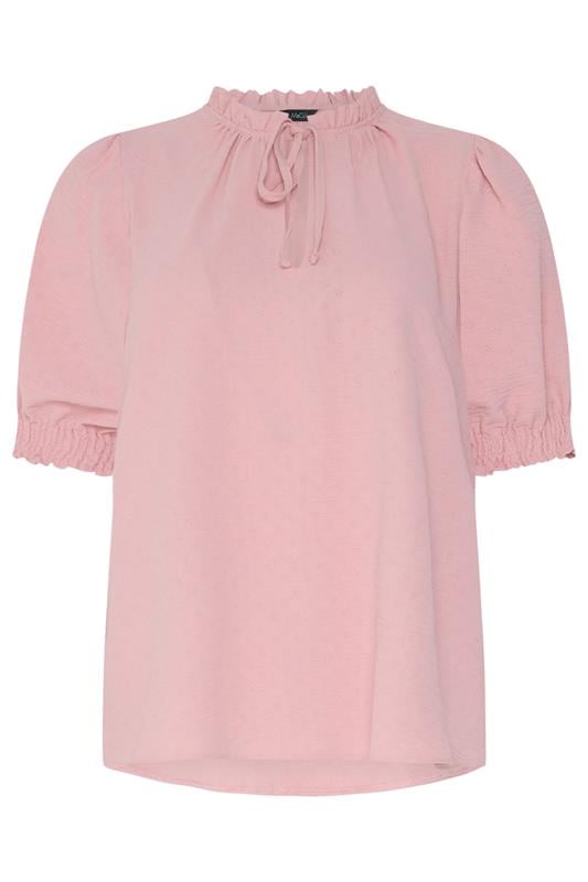 M&Co Pink Pastel Tie Neck Frill Sleeve Blouse | M&Co 6