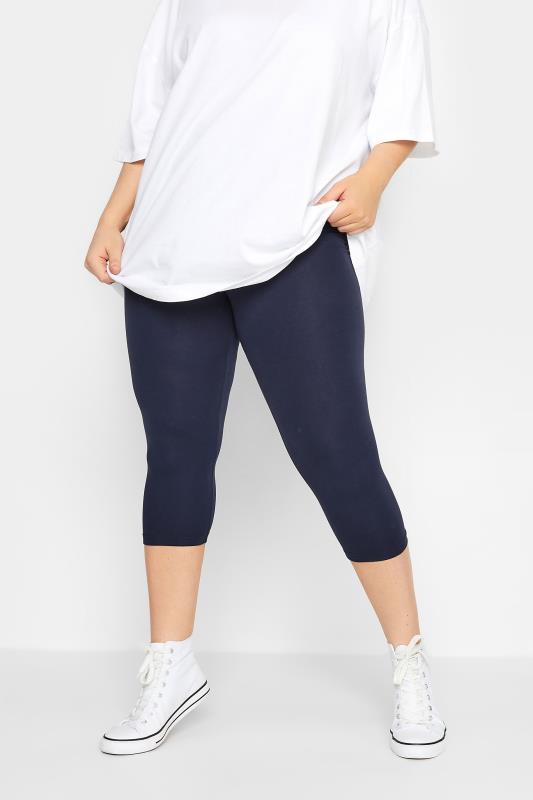 YOURS 2 PACK Plus Size Navy Blue Swirl Print Cropped Leggings | Yours Clothing 6