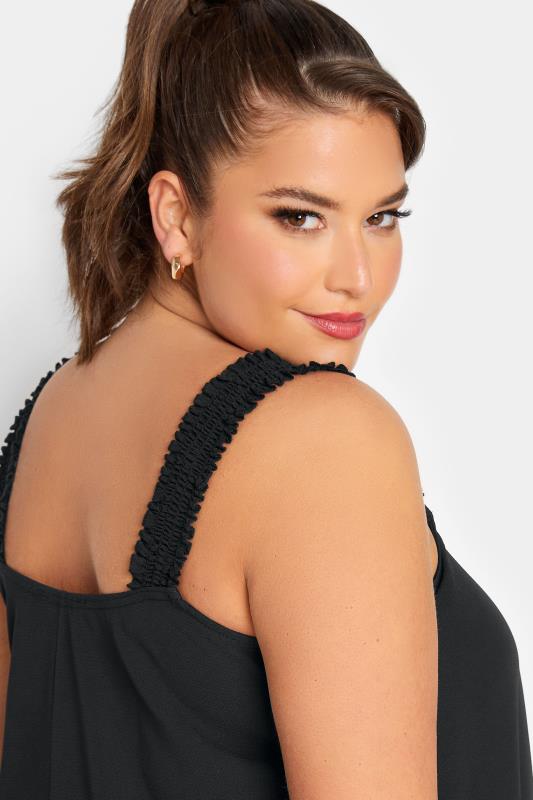 LIMITED COLLECTION Plus Size Black Shirred Strap Cami Vest Top | Yours Clothing 5
