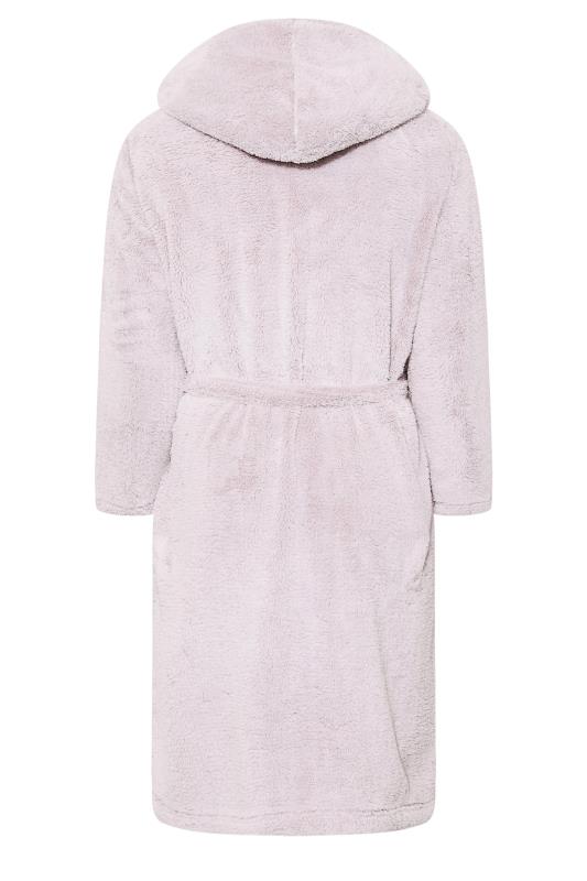 Plus Size Pink Contrast Hooded Dressing Gown | Yours Clothing 8