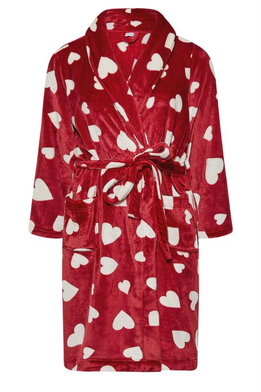 Curve Red Love Heart Dressing Gown | Yours Clothing 6