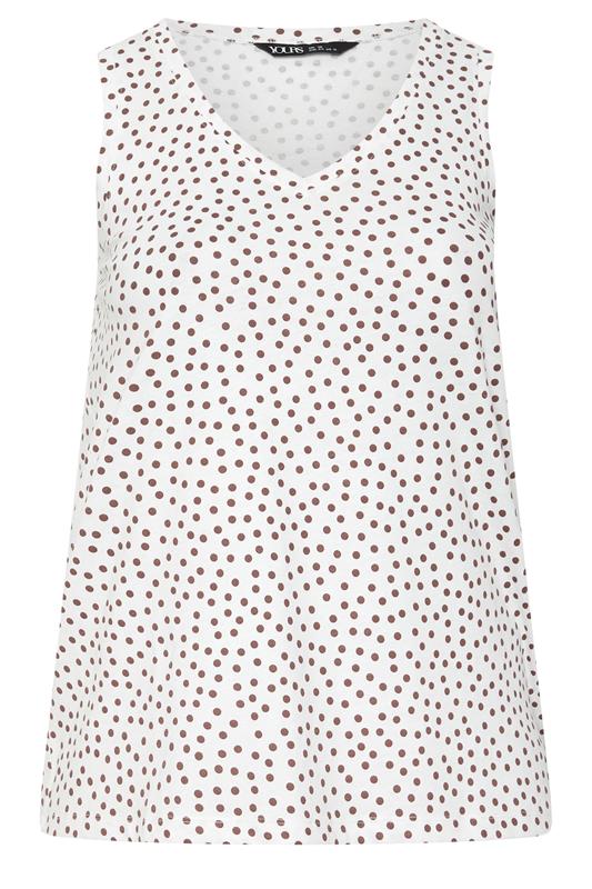 YOURS Plus Size Ivory White Polka Dot Vest Top | Yours Clothing 1