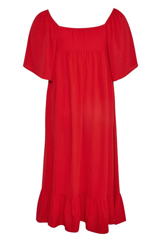 LIMITED COLLECTION Curve Red Ruched Angel Sleeve Dress 7