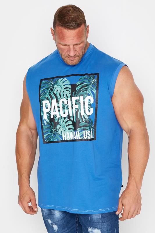 KAM Big & Tall Blue Hawaii Vest 1