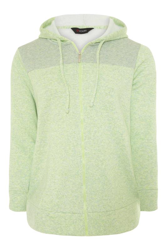 Lime Green Marl Brushed Soft Touch Block Zip Through Hoodie_F.jpg