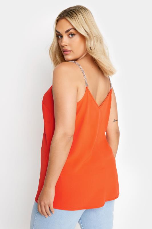 LIMITED COLLECTION Plus Size Orange Chain Strap Cami Top | Yours Clothing 4