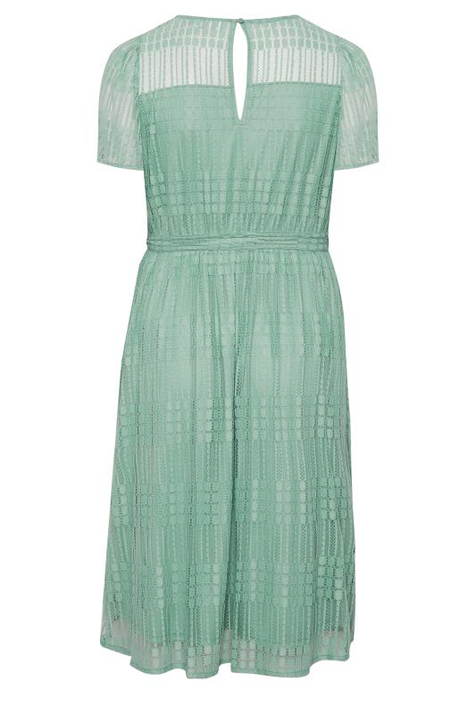 YOURS LONDON Plus Size Curve Sage Green Lace Skater Dress | Yours Clothing  7