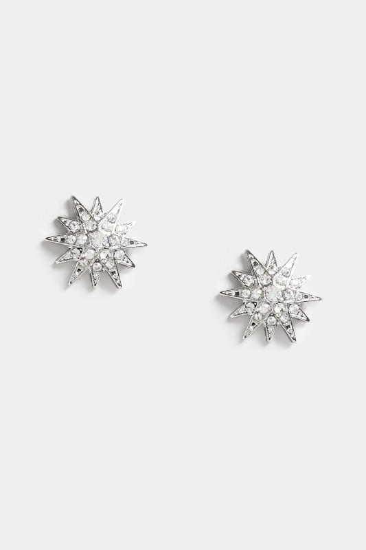 Silver Diamante Star Stud Earrings 2