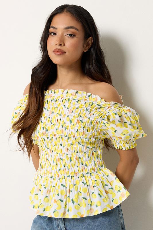  PixieGirl Petite top fruncido amarillo limón
