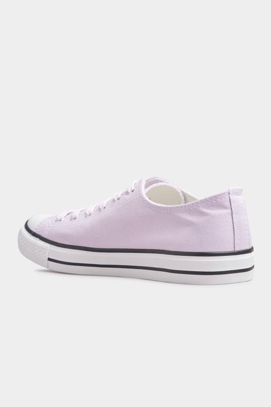 Plus Size Lilac Purple Canvas Low Trainers In Wide Fit | Yours Clothing