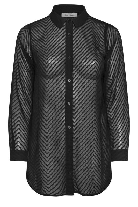 YOURS LONDON Plus Size Black Burnout Chevron Shirt | Yours Clothing  5