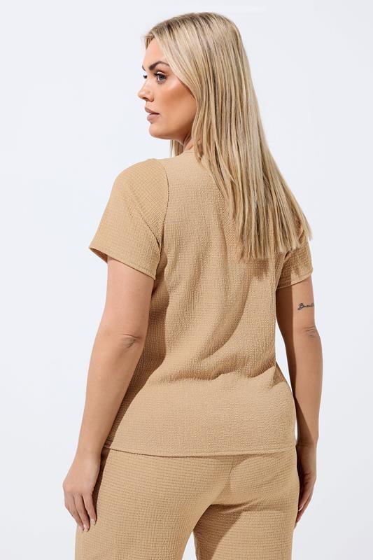 LIMITED COLLECTION Plus Size Beige Crinkle Short Sleeve Top | Yours Clothing 4