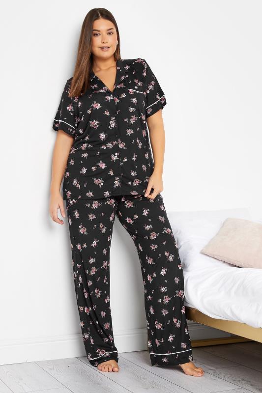  LTS Tall Black Floral Print Pyjama Set
