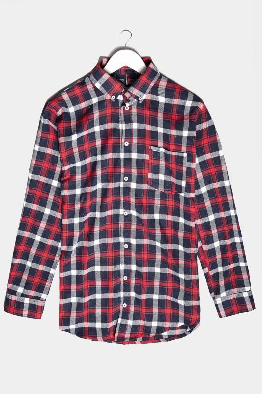 Men's  BadRhino Red & Navy Brushed Cotton Check Shirt