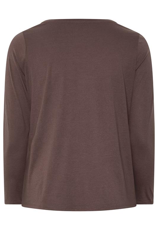 YOURS Plus Size Brown V-Neckline T-Shirt | Yours Clothing 6