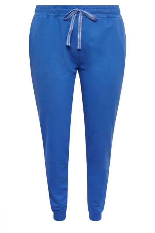 YOURS Plus Size Blue Elasticated Stretch Joggers | Yours Curve 5