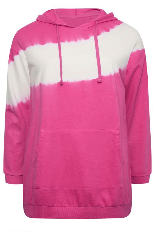 YOURS Plus Size Hot Pink Tie Dye Hoodie | Yours Clothing 6