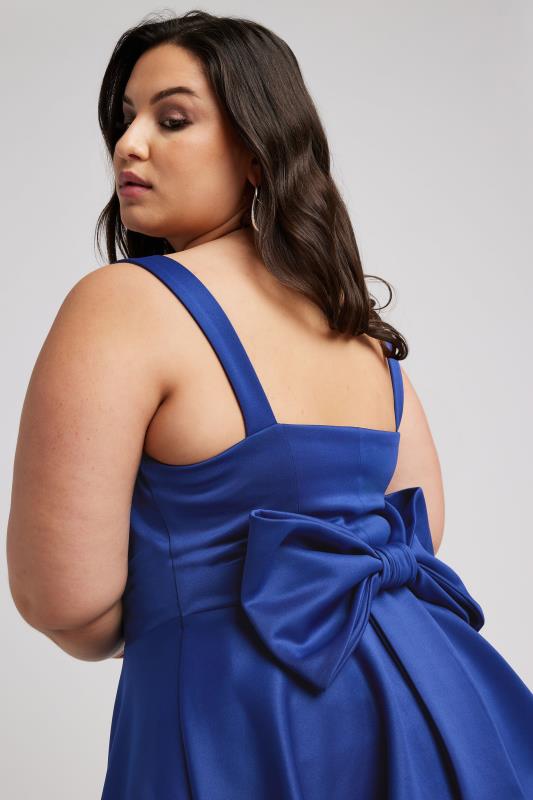 YOURS LONDON Plus Size Blue Bow Back Peplum Top | Yours Clothing 1