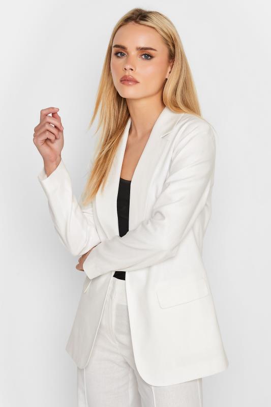 PixieGirl Womens White Linen Blazer | PixieGirl 1